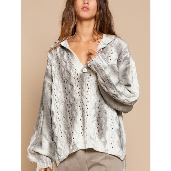 🌪POL HAND DIP DYED GREY MULTI SWEATER - Picture 4 of 9